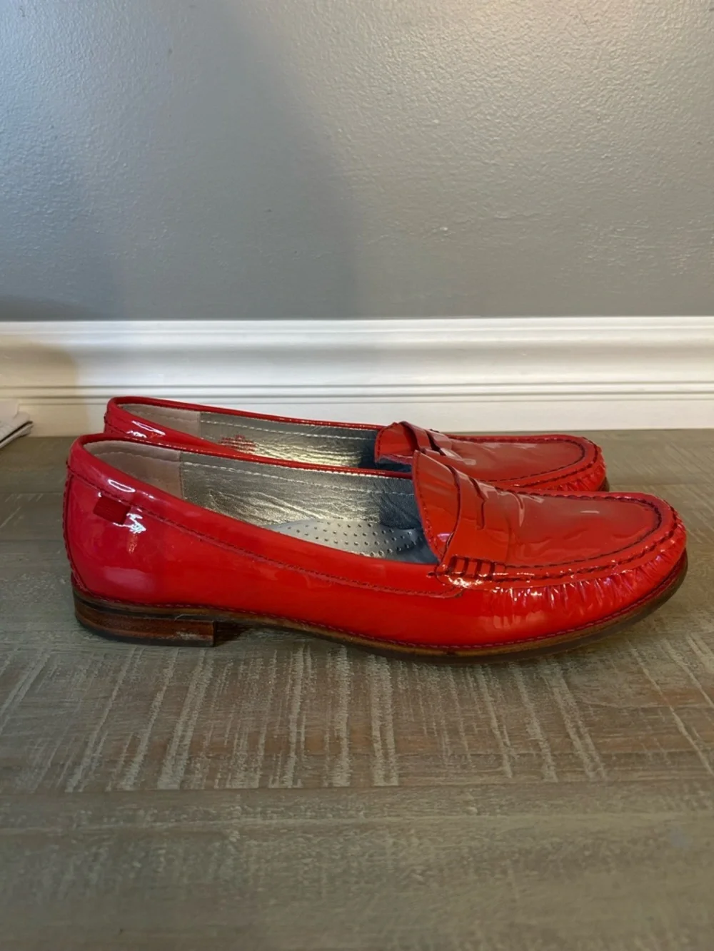 Marc Joseph New York East Village Red Patent Leather Penny Loafers, Size 9.5 - Picture 9 of 12